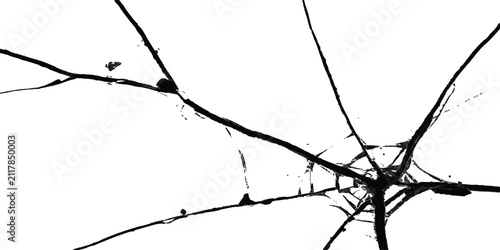 Obraz na płótnie Broken glass texture with cracks and shattered pattern