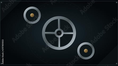 Abstract Digital Animation Featuring Rotating Concentric Mechanical Gears