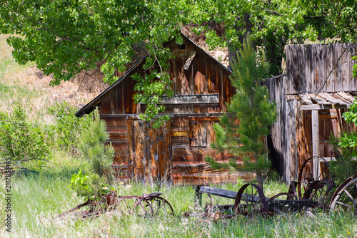 Old mining cabins and equipment