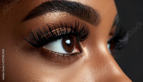 Dramatic False Eyelashes for Glamorous Beauty Makeup on Light Black Background, Elegant Cosmetic Fashion and Eye Enhancement Concept