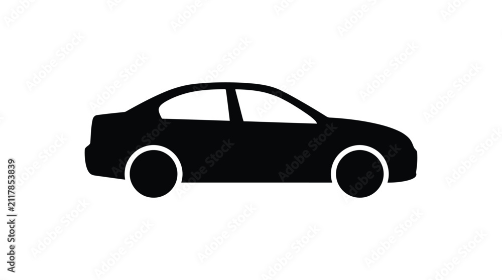 Naklejka premium Sedan Car Silhouette On White Background Minimalist Automotive Design