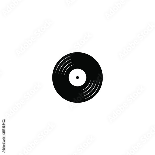 Vinyl record silhouette, isolated on white background