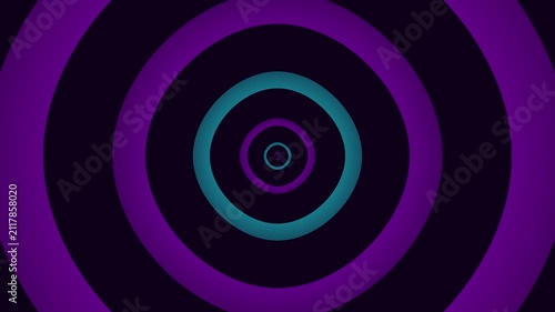 Hypnotic pulsating concentric circles in deep purple and teal expanding inward with dark background