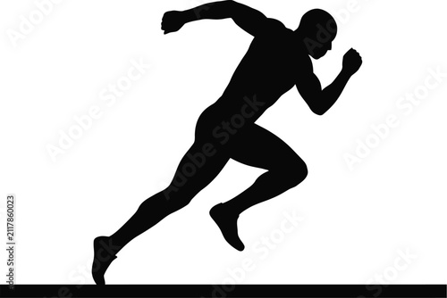 Bild auf Leinwand Silhouette of runner sprinting in action pose