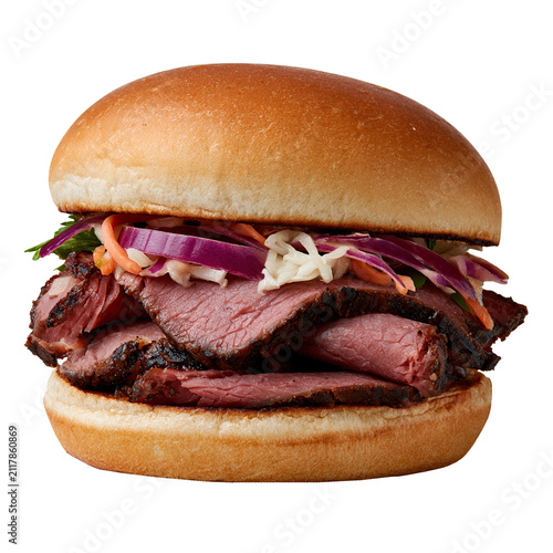 Pastrami sandwich isolated on transparent background