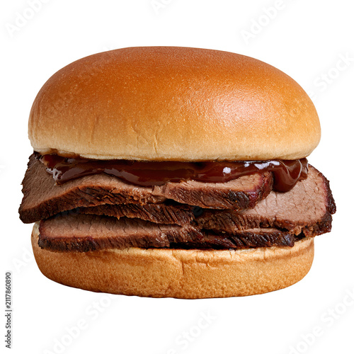 Texas brisket sandwich isolated on transparent background