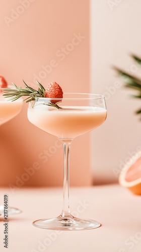 Elegant red cocktail with cherry garnish in martini glass