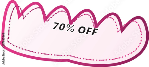 Pink Scalloped Tag Graphic Design Featuring A Seventy Percent Off Retail Discount Promotion Label