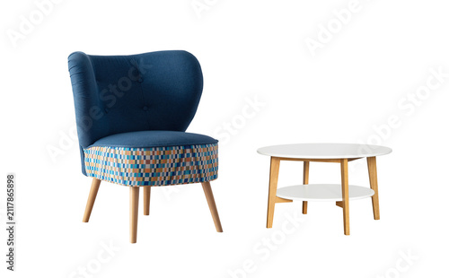 white table and chairs isolated on white background