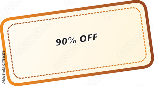 Elegant Promotional Coupon Tag Featuring A Ninety Percent Discount Offer Design