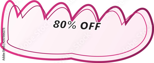 Abstract Pink Scalloped Shape Promotion Tag Featuring Eighty Percent Discount Text Overlay