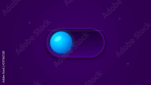 Animated Blue Toggle Switch Turning On and Off on Dark Purple Background