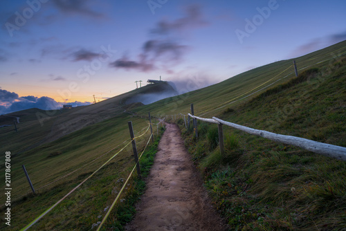 Hiking trail path with wood...