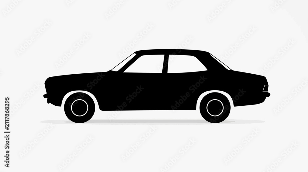Naklejka premium Classic sedan car silhouette against a white background