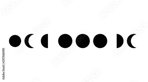 Quadro su tela Lunar Phases In Black Silhouette moon cycle