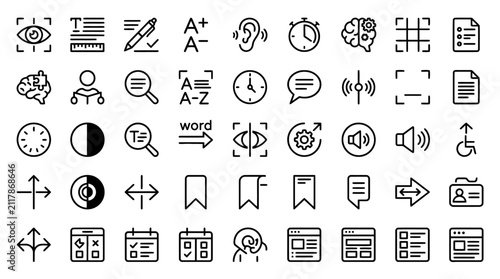 Hand drawn accessibility and user interface icons set sketch style vector illustration. EPS Editable
