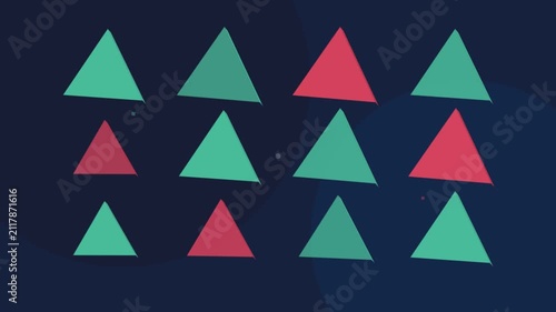 Animated Pattern of Geometric Triangles Changing Colors on Dark Background