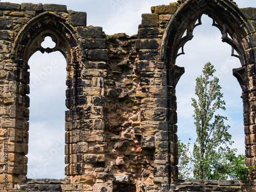 Obraz na plátně Window archways in Monk Bretton Priory medieval ruins in Yorkshire
