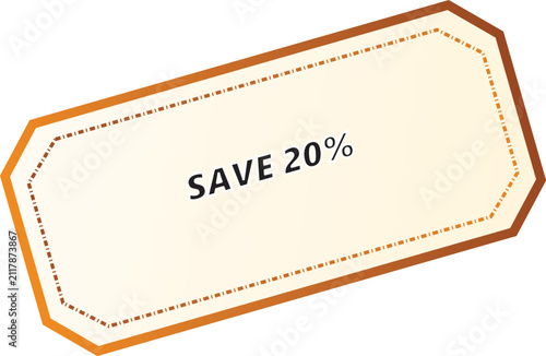 Save 20% Discount Badge with Dotted Border and Gradient Outline