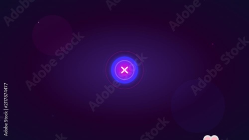 Cartoon cat paw tapping a digital interface button with neon glowing light