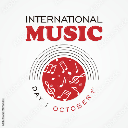 Simple International Music Day background with musical notes and staff