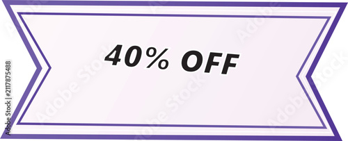40 Percent Off Sale Banner with Purple Ribbon Design for Special Shopping Events
