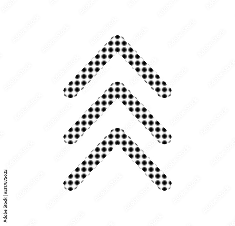 Fototapeta premium Halftone triple chevron arrow icon
