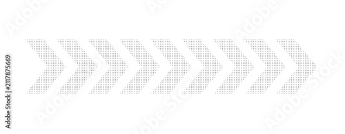 Set of halftone arrow icons, dotted chevron shapes