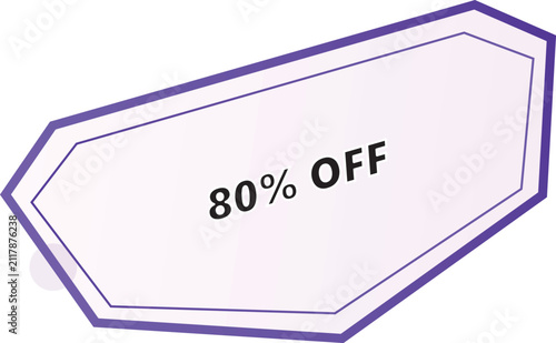 Purple Discount Label with Eighty Percent Off Text for Sales and Promotions