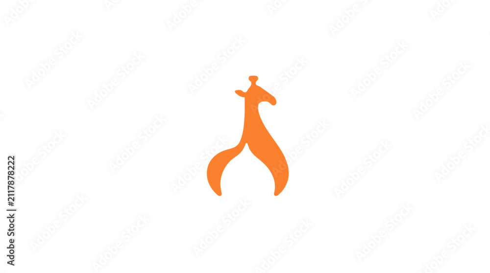 Fototapeta premium Orange abstract figure or giraffe icon.