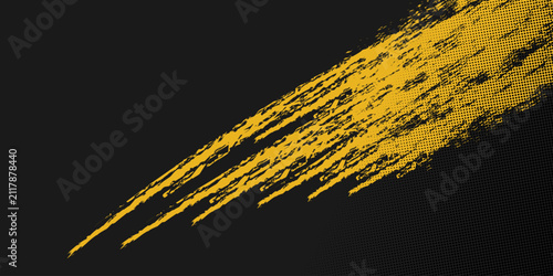 Yellow and Black Diagonal Grunge Brush Stroke Speed Texture Background.
