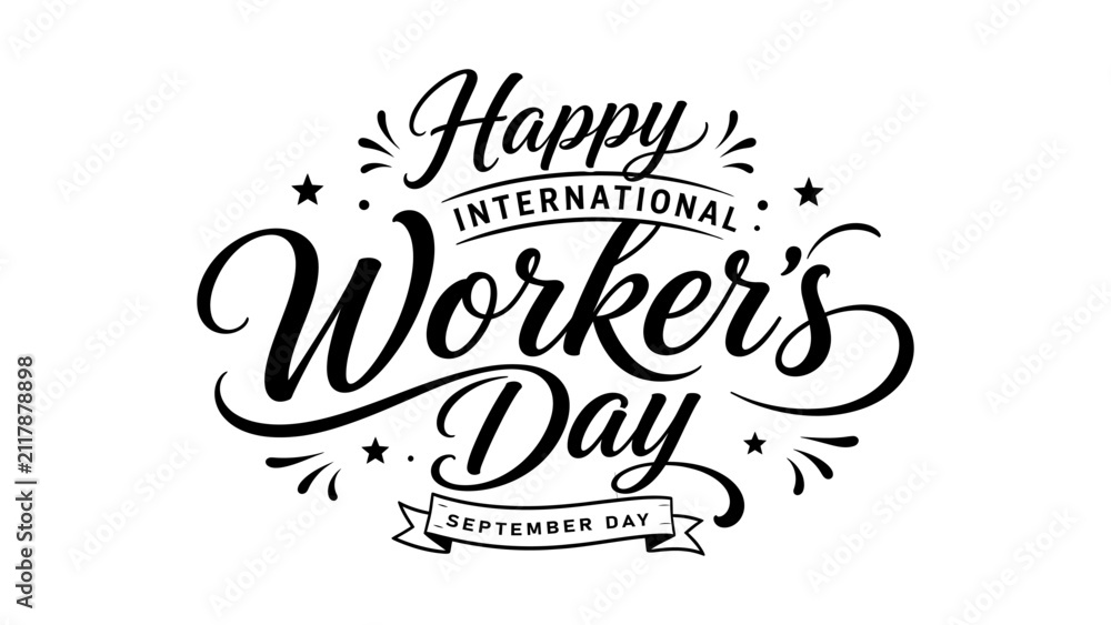 Obraz premium Happy International Workers Day Lettering