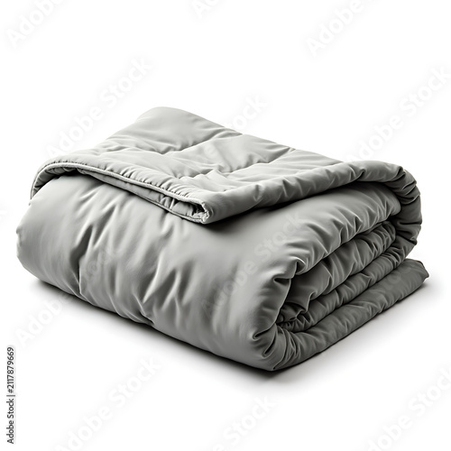 Comfortable grey weighted blanket neatly folded offering calming sensory input for relaxation and stress relief home essential.