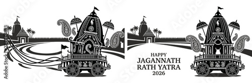 Bild auf Leinwand Happy Jagannath Rath Yatra 2026 Lord Jagannath Chariot Festival Silhouette Banne
