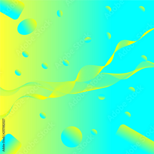 Gradient Wave Pattern With Spherical Elements Abstract Vector Background