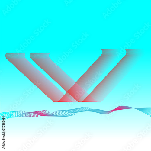 Gradient Wave Pattern With Red And Teal Linear Elements