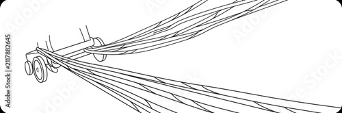 Bild auf Leinwand Jagannath Rath Yatra Chariot Wheel and Pulling Ropes Line Art Illustration for H