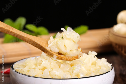 Foto Fresh Minced Garlic and Shallots in Bowl - Sichuan Cooking Ingredients for Asian