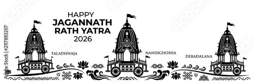 фотографія Happy Jagannath Rath Yatra 2026 Vector Illustration with Nandighosha Taladhwaja