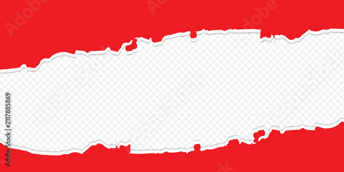 Obraz na płótnie Piece of red color horizontal torn paper design