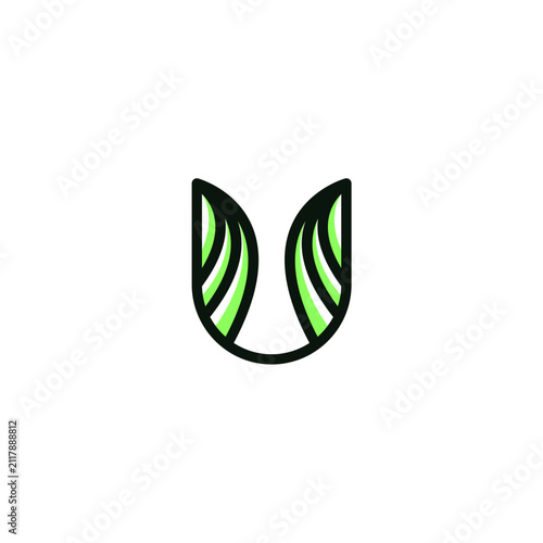 Luxury Letter U Logo Design. U Leaf Icon
