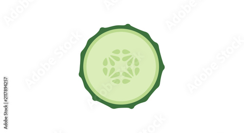 фотографія A detailed illustration of a single cross-section of a cucumber on a white backg
