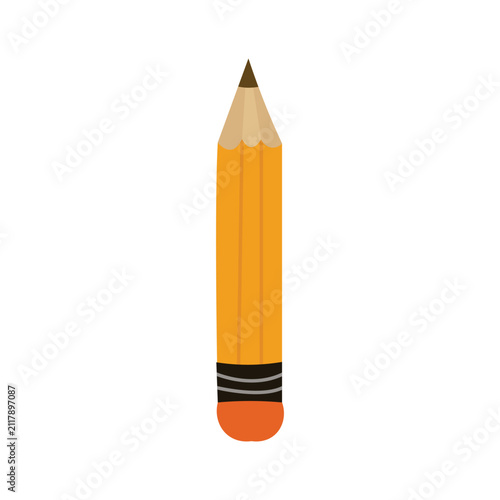 Flat wooden pencil illustration ideal for education, branding, stationery, icons, posters