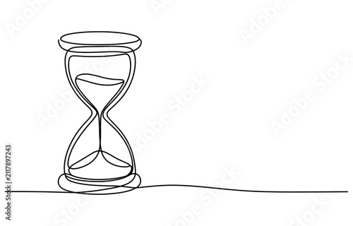 Continuous single line drawing of an hourglass representing the concept of passing time and deadlines Vector, illustration