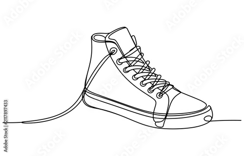 Continuous single line drawing of a casual sneaker shoe Vector, illustration