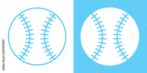 Принти на полотні Baseball icon set in black, blue and white colors.