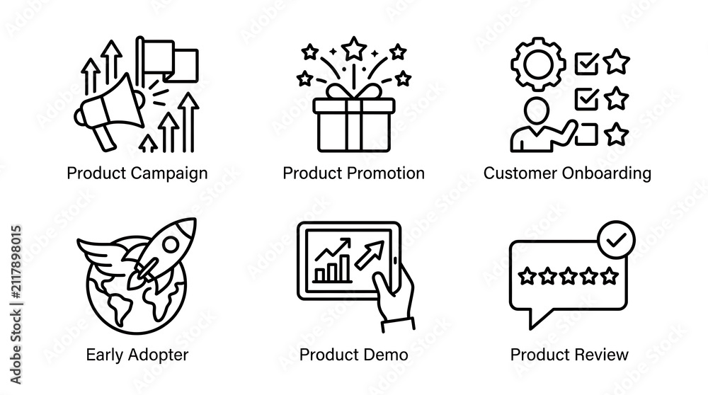 Fototapeta premium Business and Marketing Strategy Line Icon Set