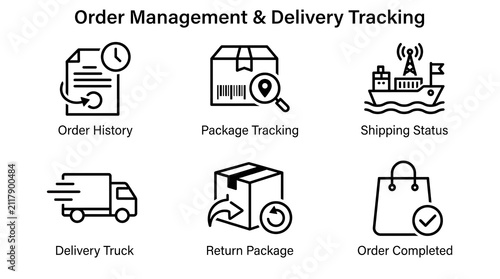 Order Management and Delivery Tracking Icon Set