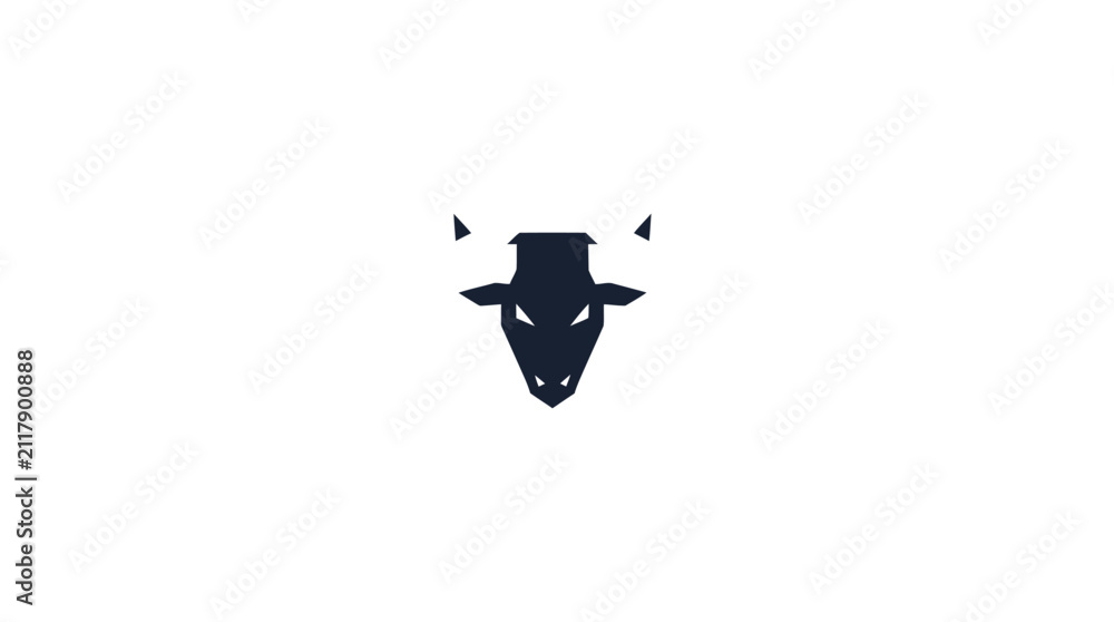 Fototapeta premium Minimalist black bull head logo icon
