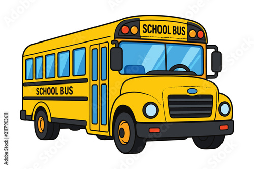 Bild auf Leinwand Bright yellow school bus vector illustration